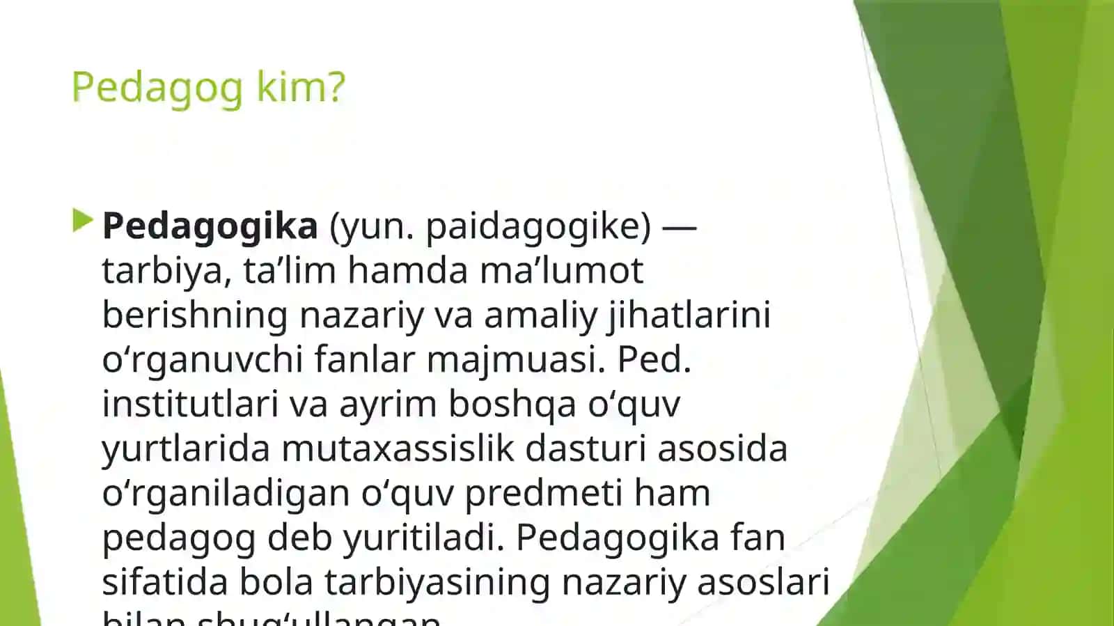 Komparativistik Pedagogika fanidan taqdimoti 4