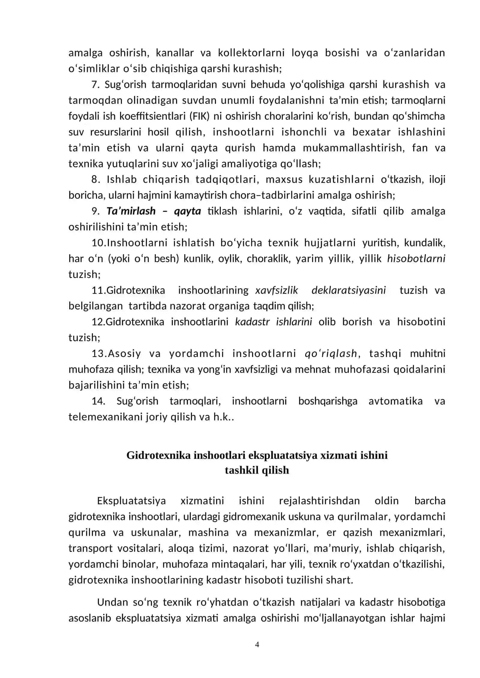 Gidrotexnika inshootlaridan foydalanish 4