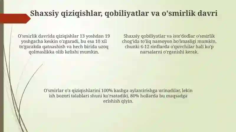 Kasbiy yo'nalishni tanlashdagi qiyinchiliklar 4