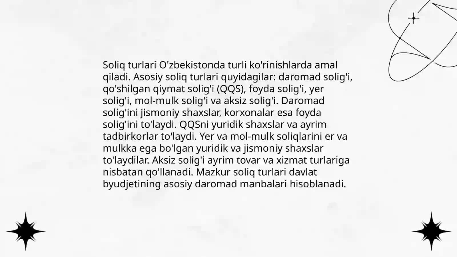 O'zbekiston respublikasining soliq tizimiga umumiy tasnif 4