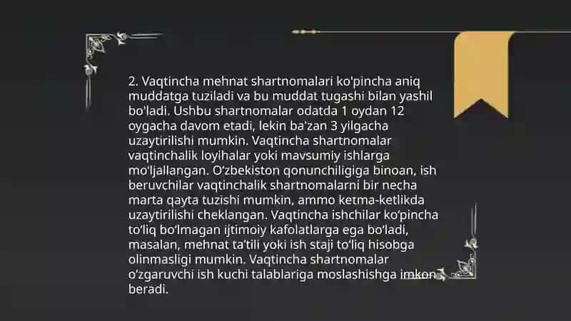 Mehnat shartnomasining turlari va muddati shakli 4
