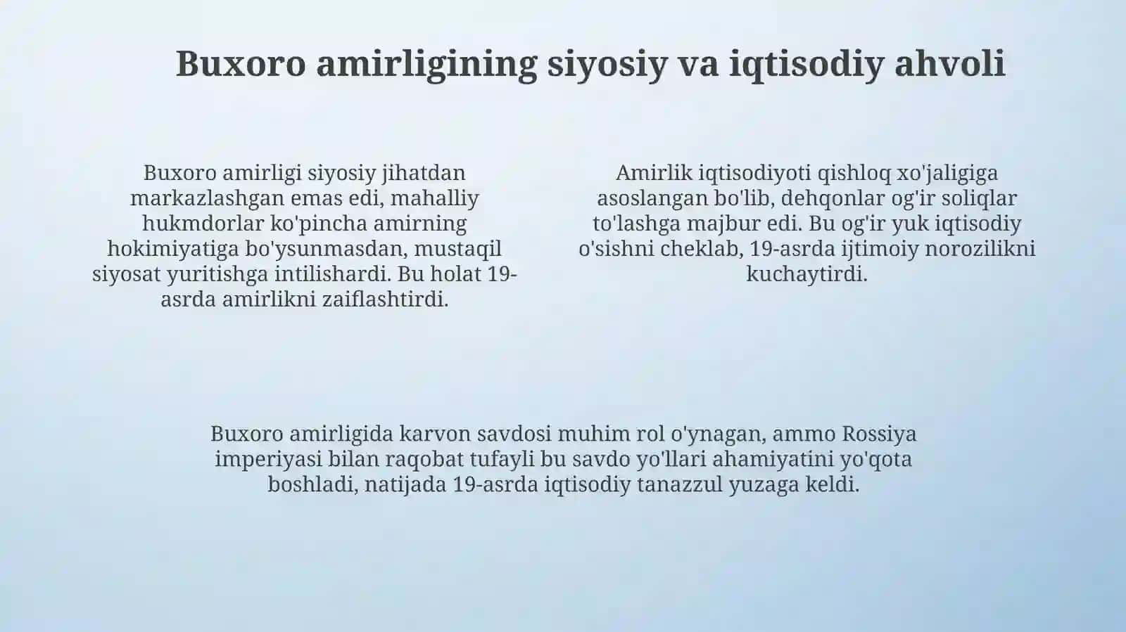 BuxoroamiriligivaXivaxonliginingRossiyimperiyasivassaligaaylanishi 4