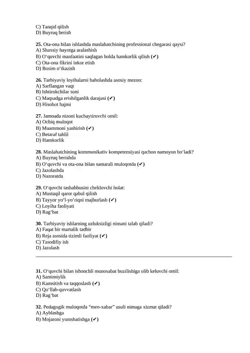 Maktab maslahatchis uchun test 4