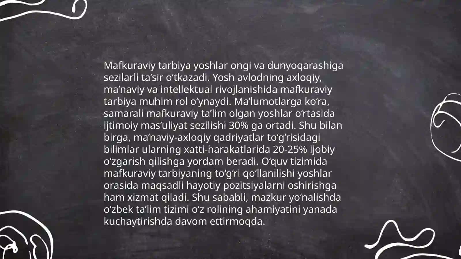 O‘quvchilarni fuqarolik, mafkuraviy, ma’naviy-axloqiy, mexnat, jismoniy va estetik tarbiyasi 4