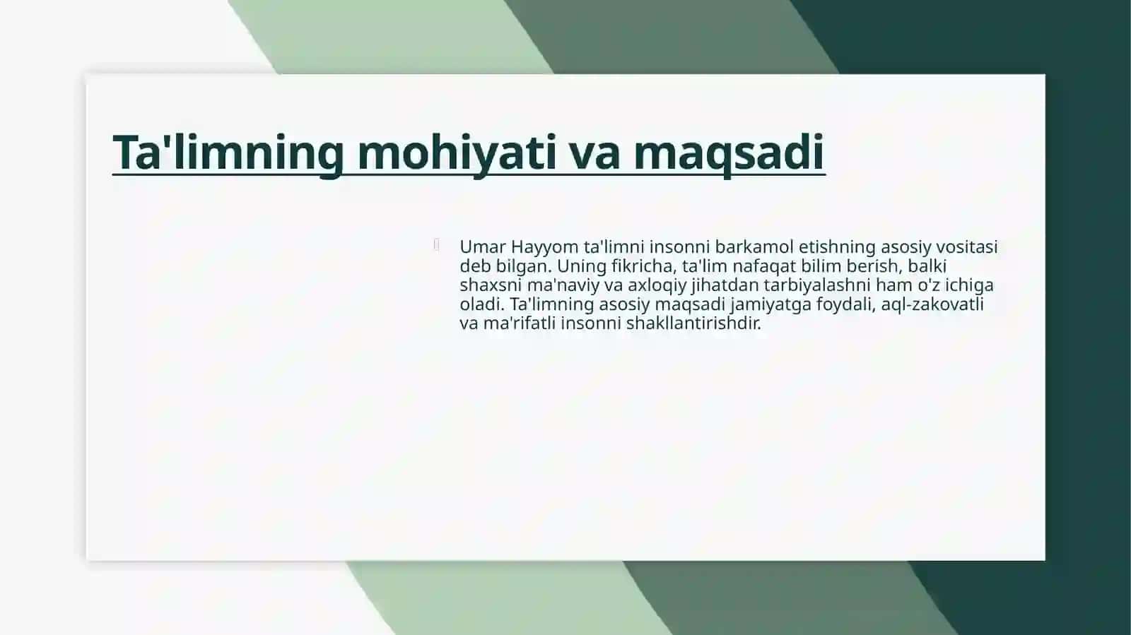 Umar Hayyomning ta'lim-tarbiyaga oid fikrlari 4
