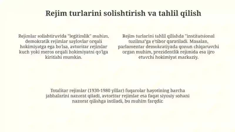 Siyosiy rejimning ta'rifi va turlari 4