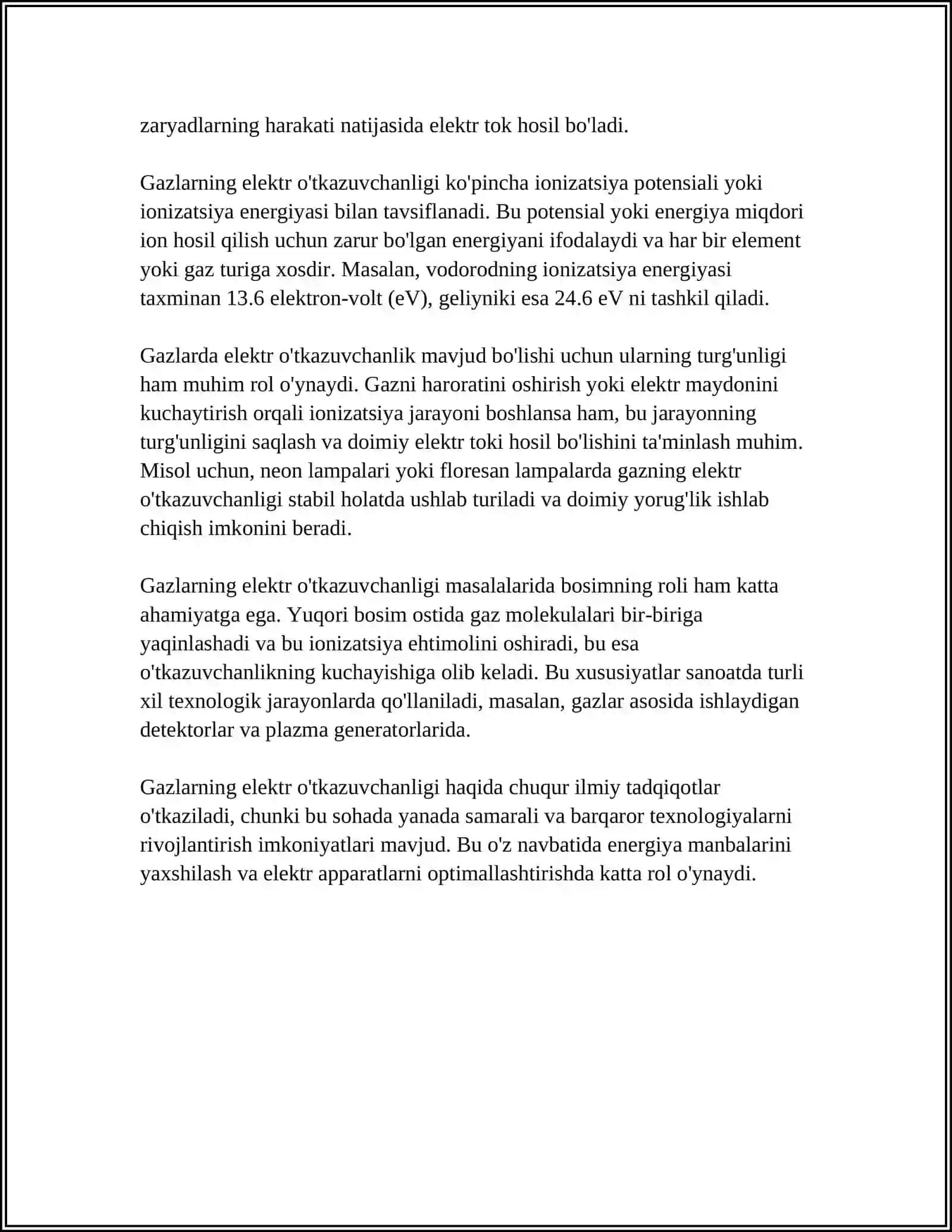 GAZLARDA ELEKTR TOKI VA GAZ RAZRYADI 4