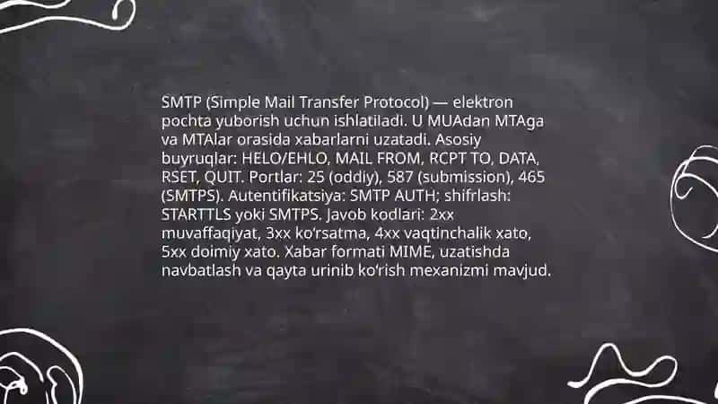 Elektron pochta tizimi va SMTP | POP3 |IMAP protokollari 4