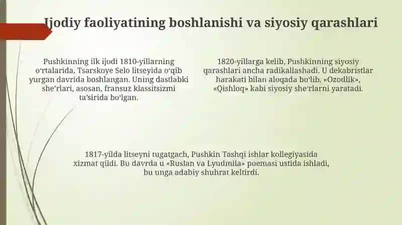 Pushkin hayoti va ijodi 4