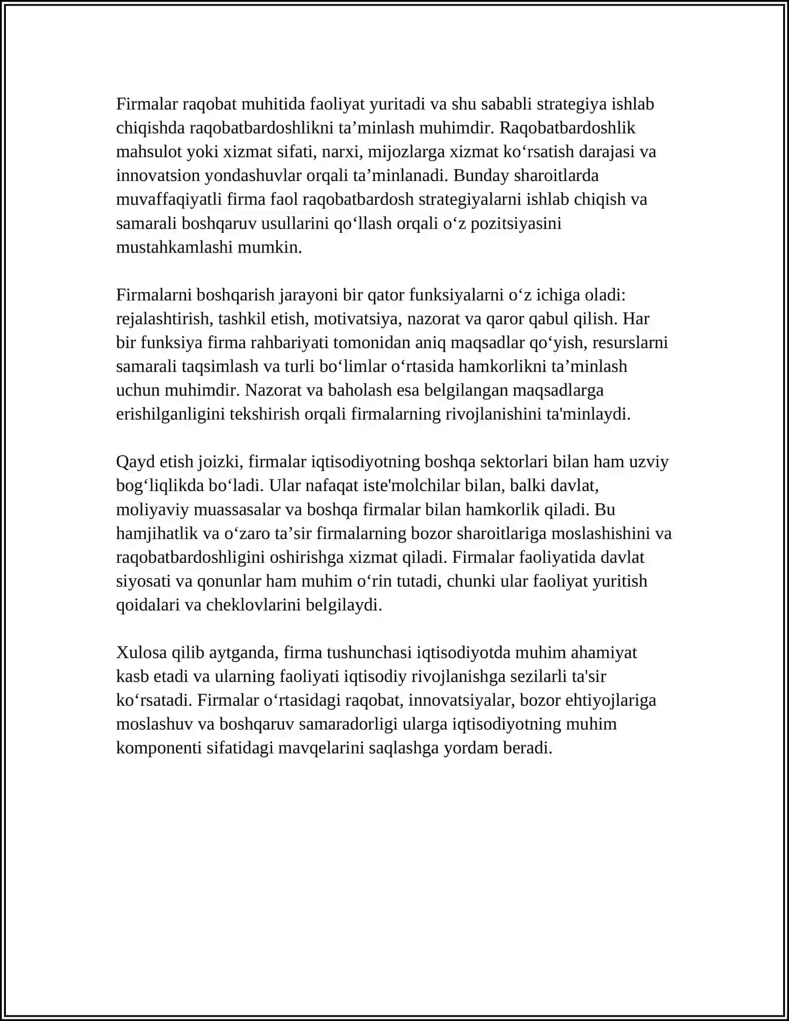 FIRMA TUSHUNCHASI 4
