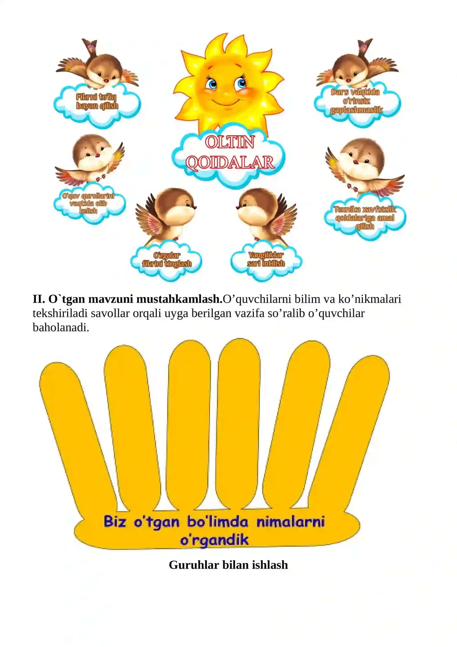 Ko‘klamni boshlab kelding 1-sinf o'qish savodxonligi dars ishlanmasi 4