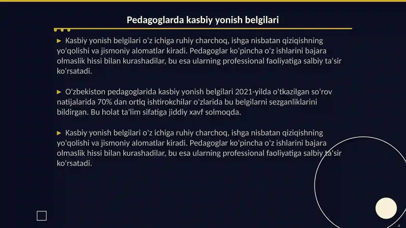Pedagoglarda kasbiy yonish 4
