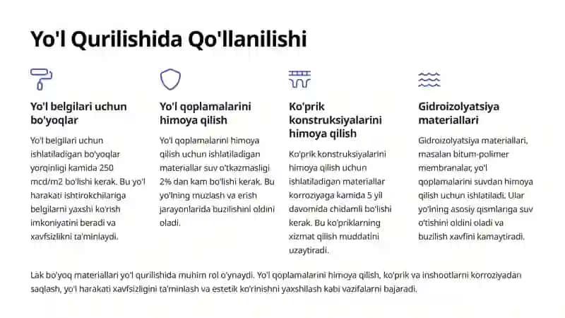 Yo'l Qurilishida Lak-Bo'yoq Materiallari 4