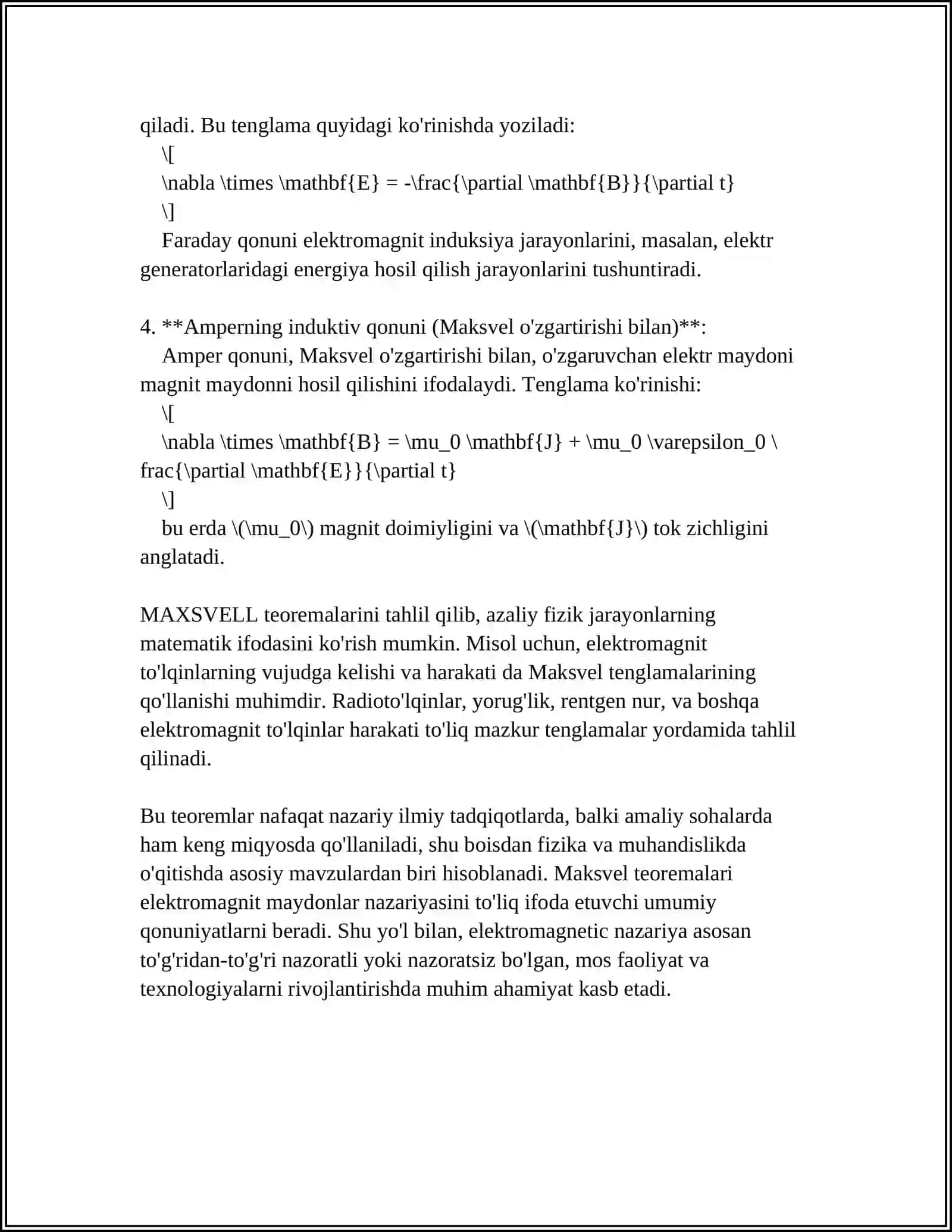 MUSTAQIL ISH Mavzu: MAKSVELL MAYATNIGI 4