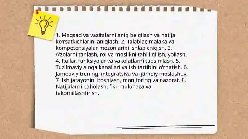 Jamoani tashkil etish metodikasi 4