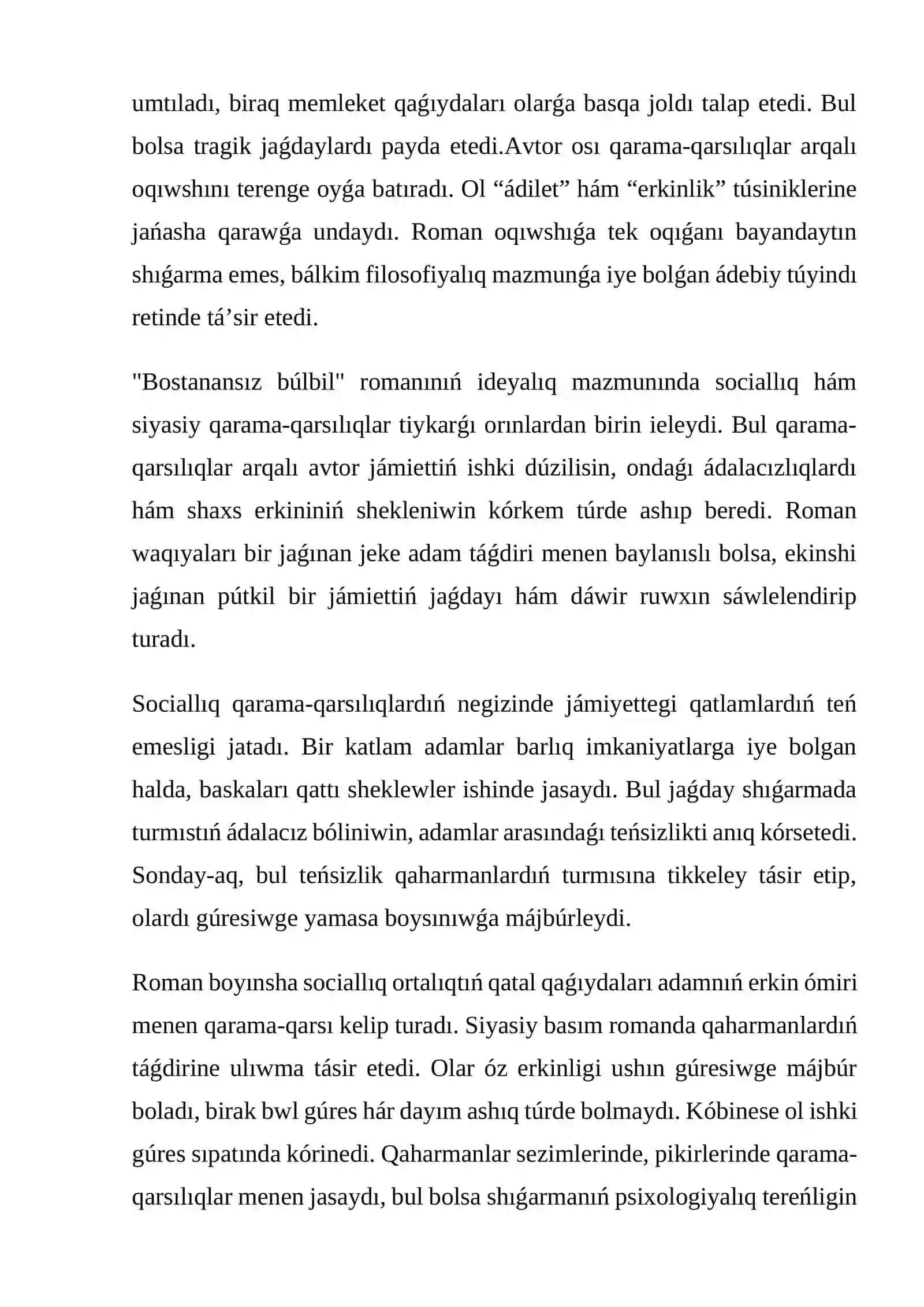 Romandaǵı konfliktlerdiń tiykarları hám túrleri 4