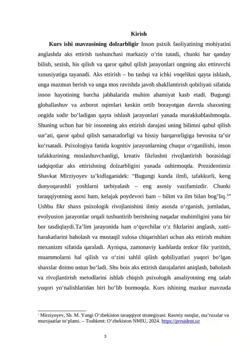 Insonda aks ettirish darajalari           Insonda aks ettirish darajalari kurs ishi 4