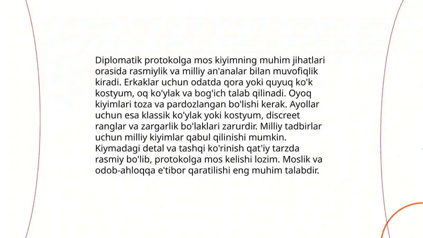 Diplomatik qabullar uchun kiyimlar 4