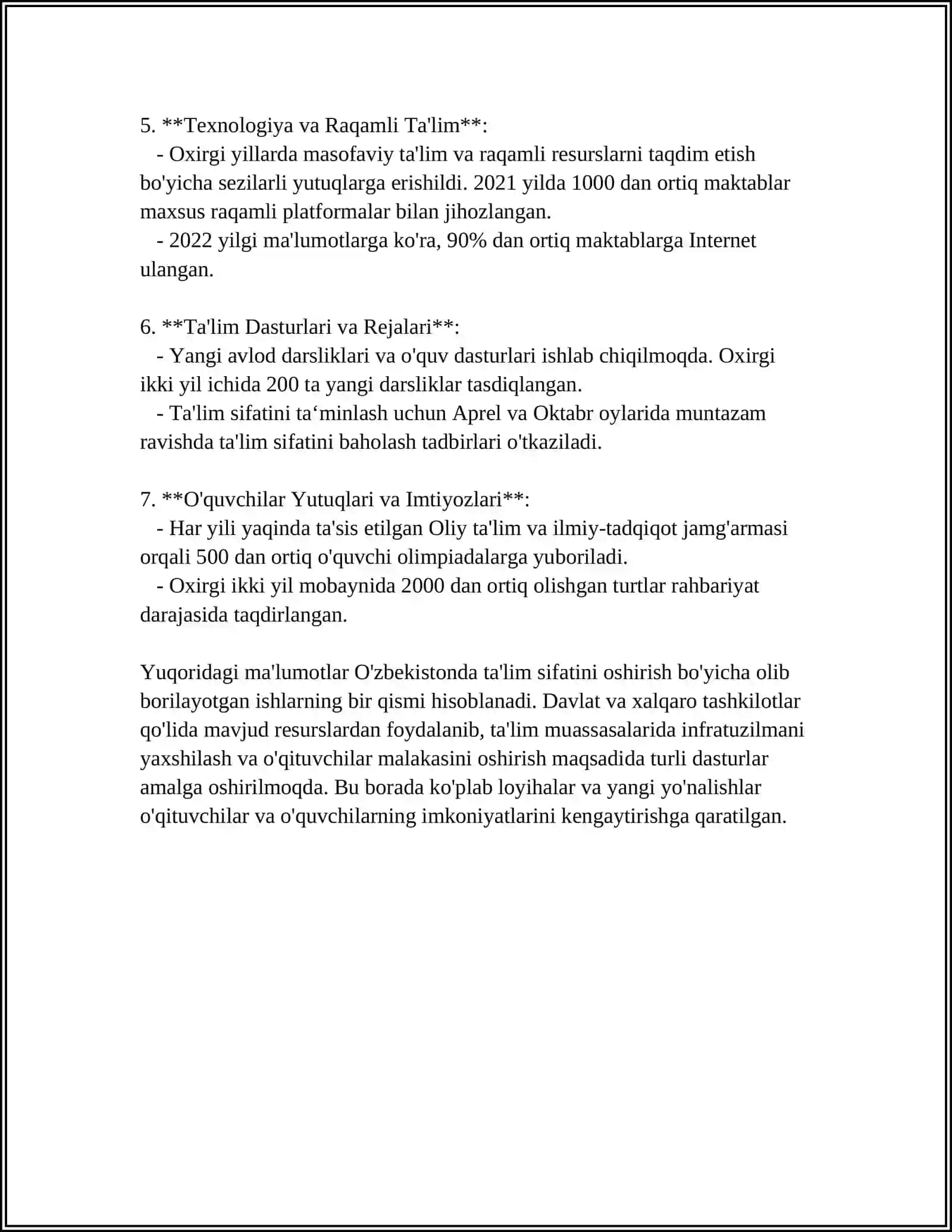 TA'LIM SOHASIDAGI DAVLAT SIYOSATINING USTUVOR YOʻNALISHLARI 4