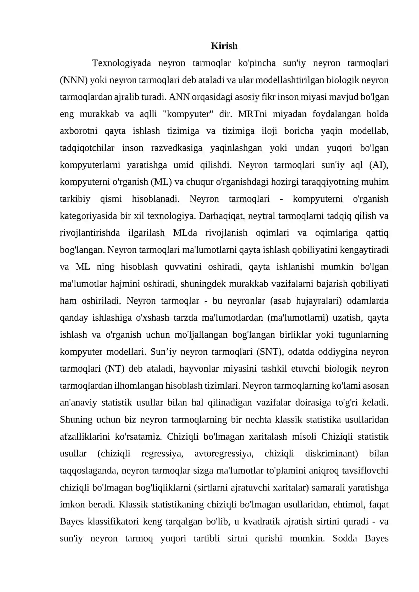 neyron tarmoqlarning ishlash prinsipi, chuqur neyron tarmoq arxitekturasi, neyron tarmoqlarning turi 4