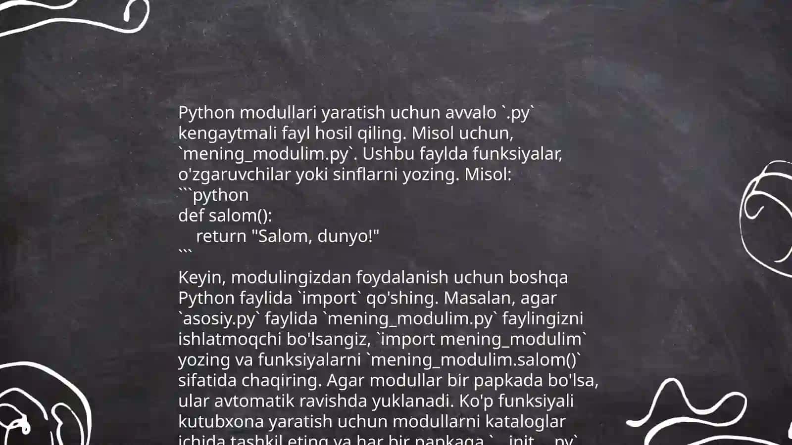 Phyton dasturlash tilida modul va funksiyalardan foydalanib dastur hamda algoritm tuzish 4