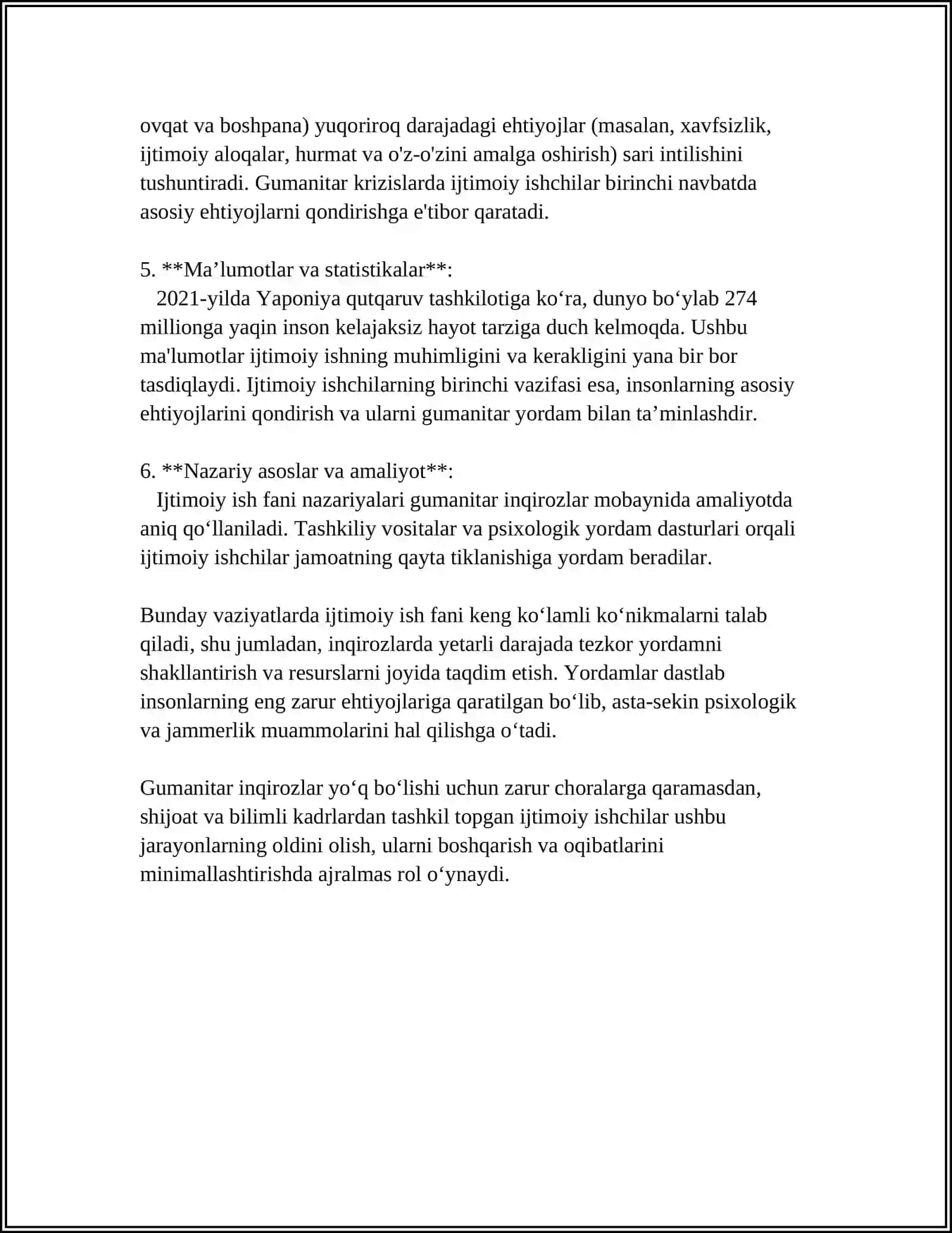 GUMANITAR KRIZISLAR SHAROITIDA IJTIMOIY ISH FANINING PREDMETI MAQSADI VA VAZIFALARI 4
