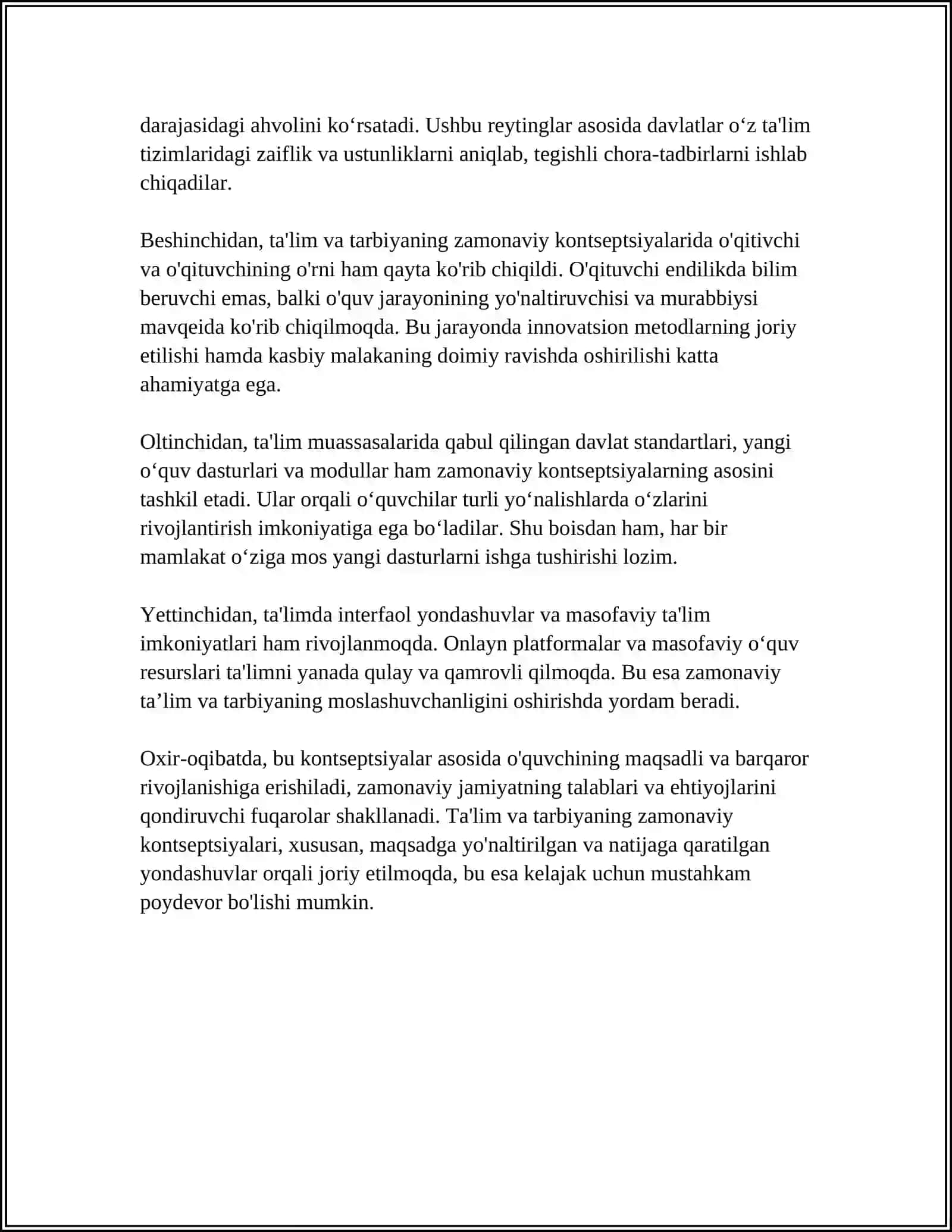 TA'LIM TARBIYANING ZAMONAVIY KONSEPSIYALARI 4