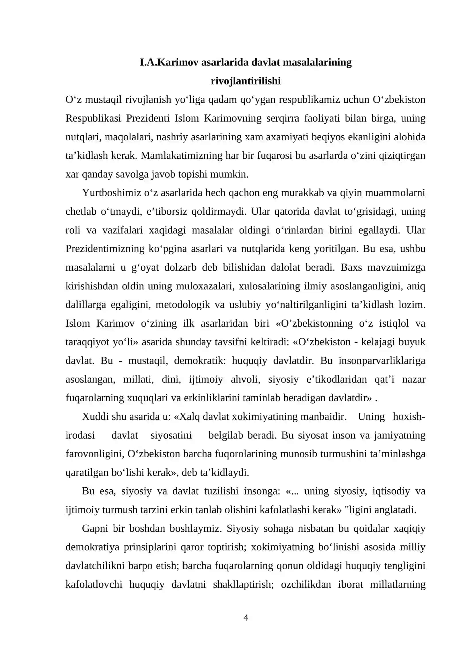 Karimov. I. A asarlarida davlat va huquq 4