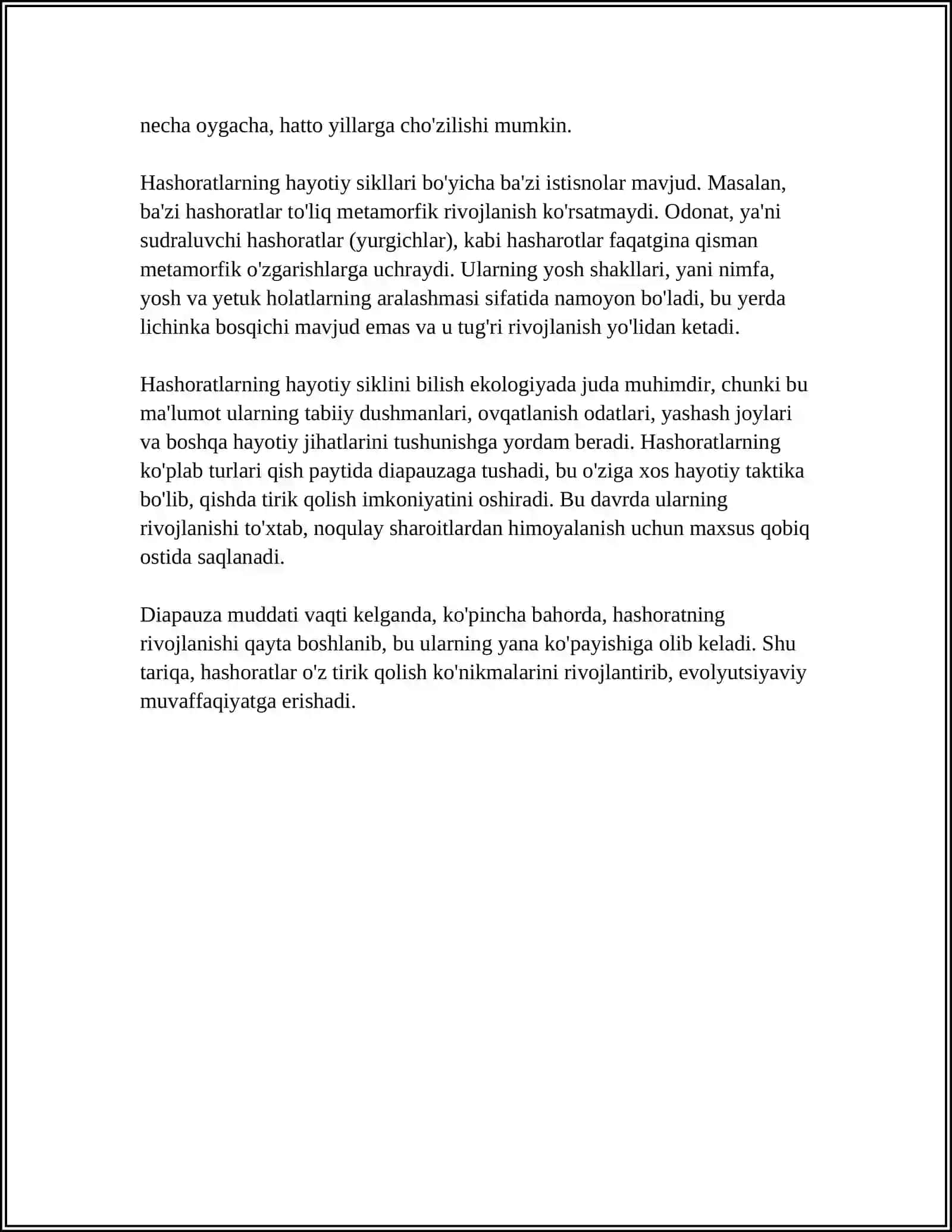 MUSTAQIL ISH Mavzu: HASHORAT 4