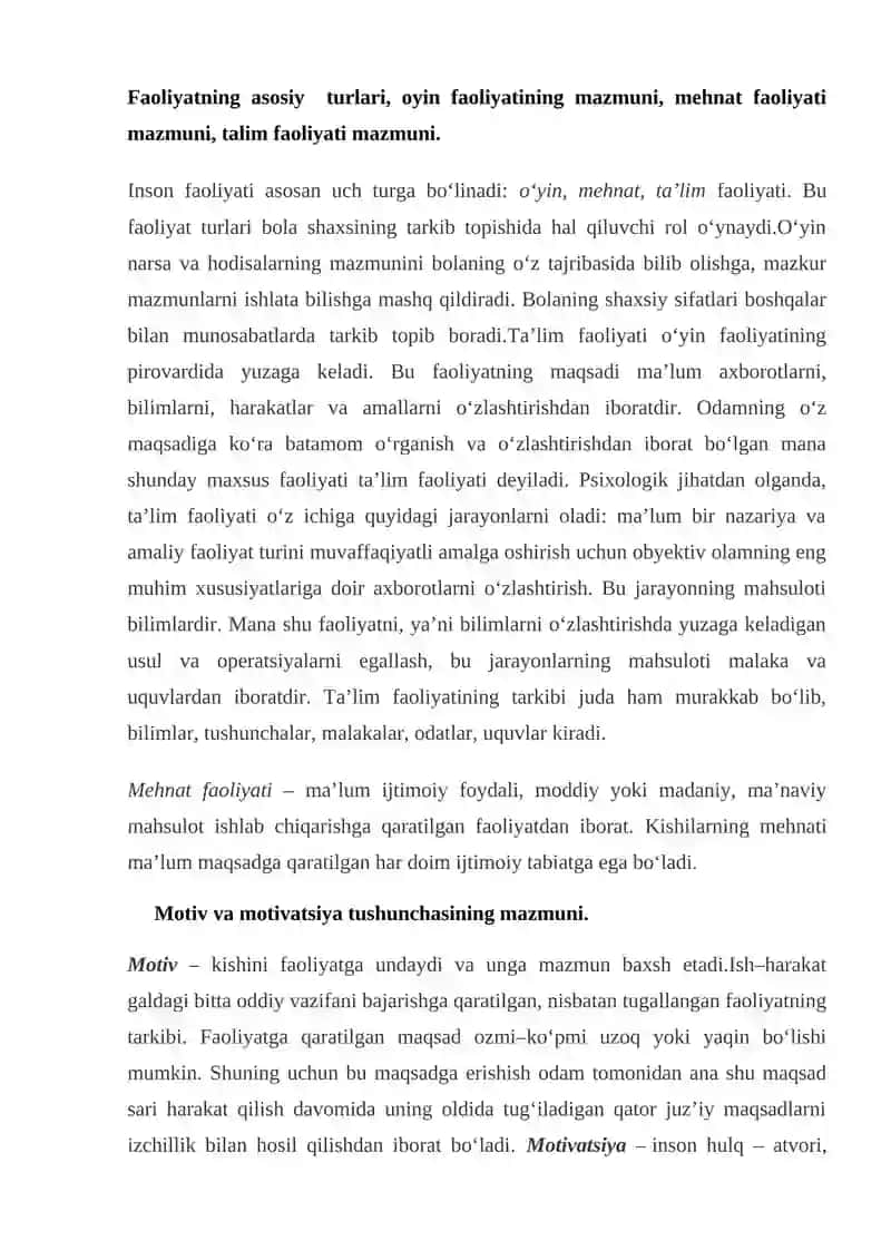 Faoliyat Turlari Haqida 4