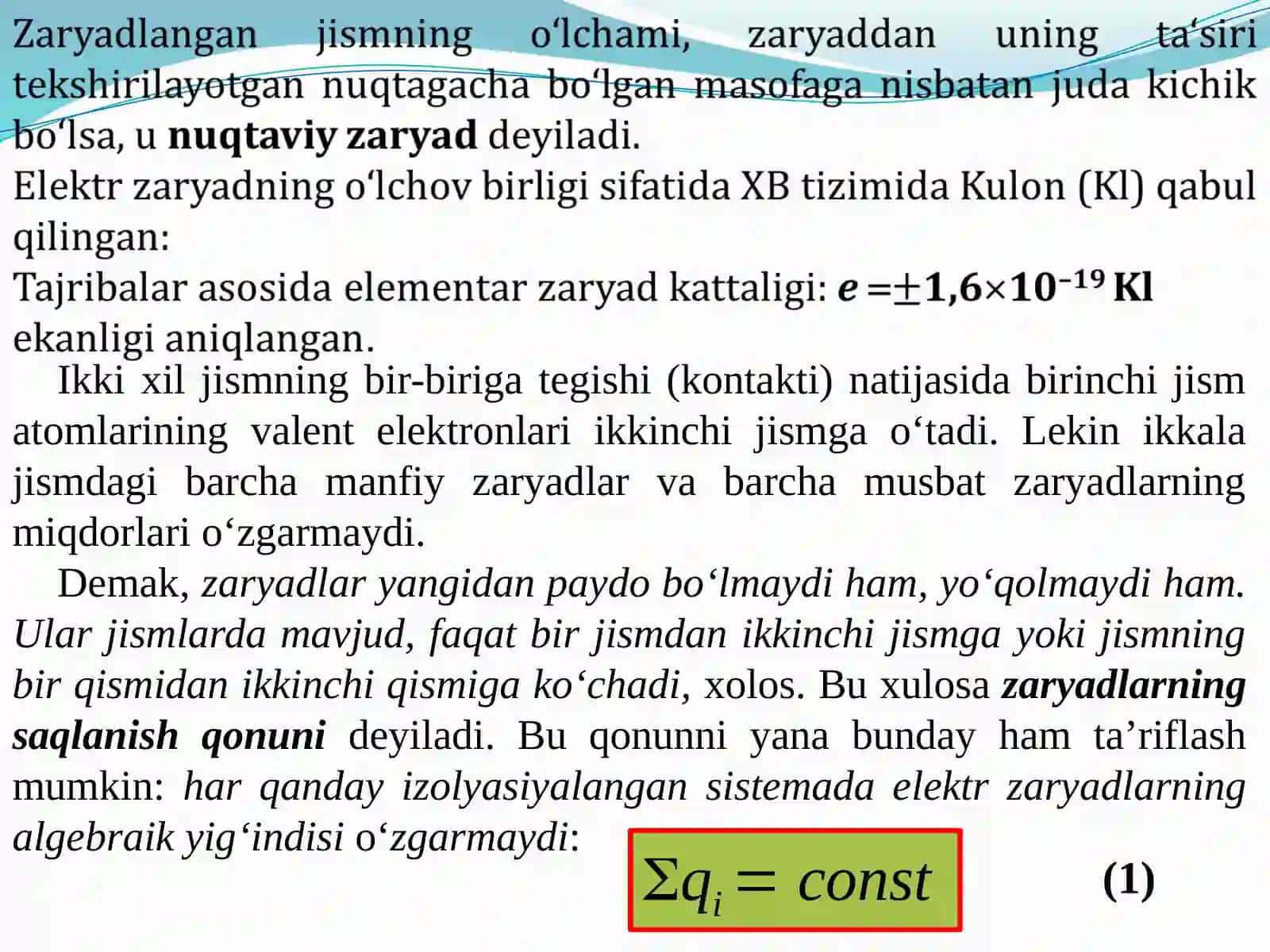 ELEKTROSTATIK MAYDON VA UNING XARAKTERISTIKASI 4