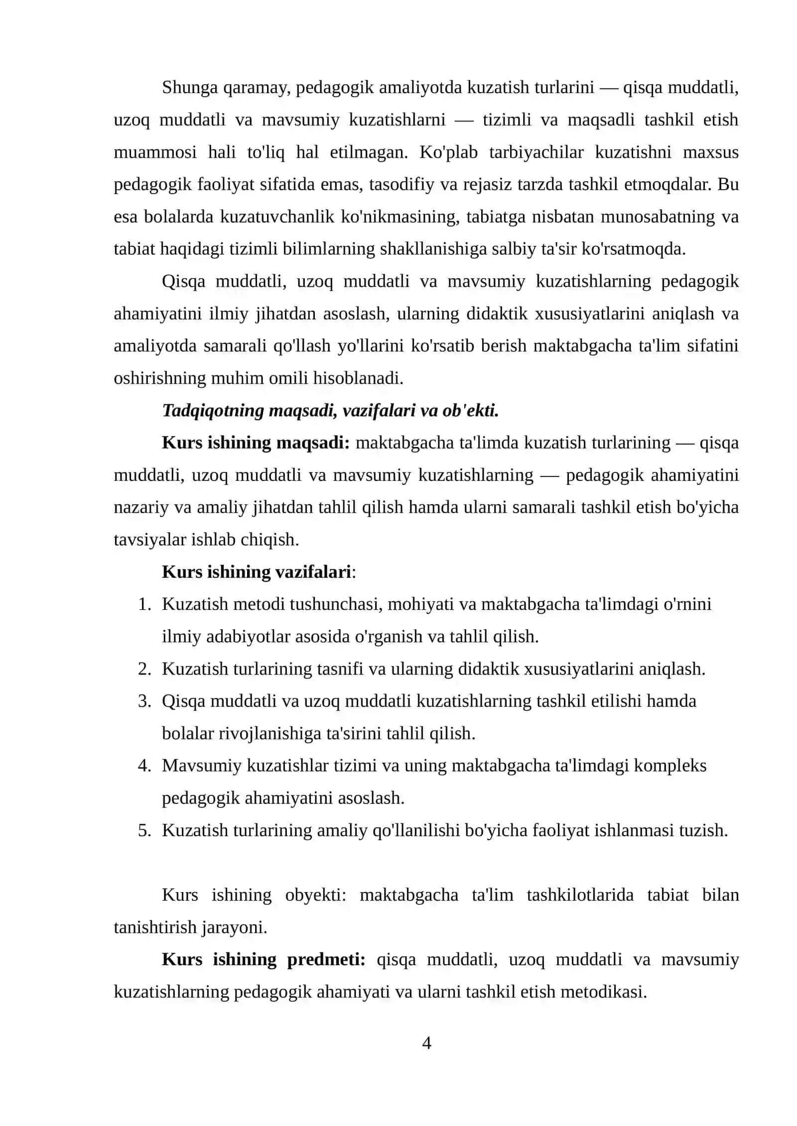 Qisqa muddatli, uzoq muddatli va mavsumiy kuzatishlarning pedagogik ahamiyati 4