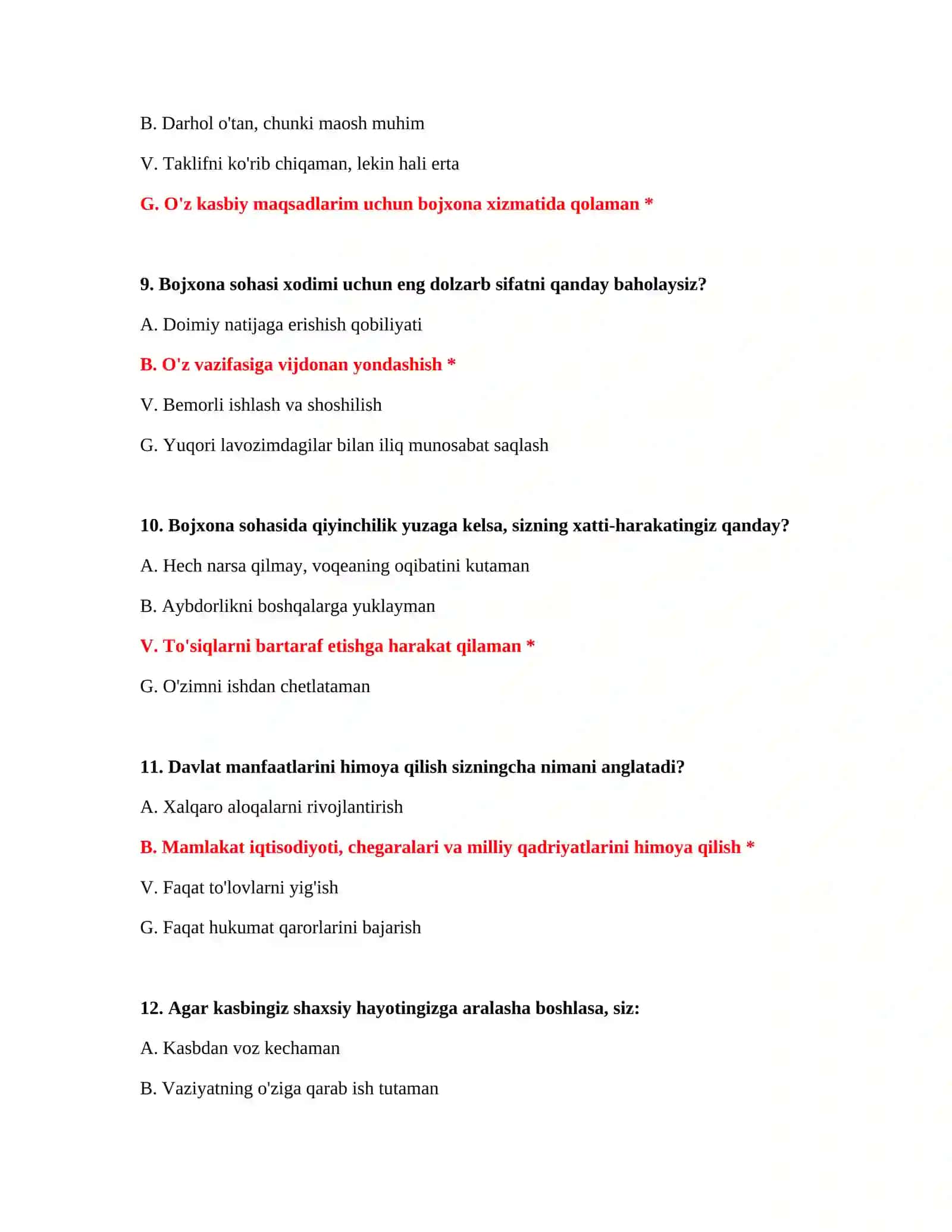 Bojxona test savollari 200 ta 4