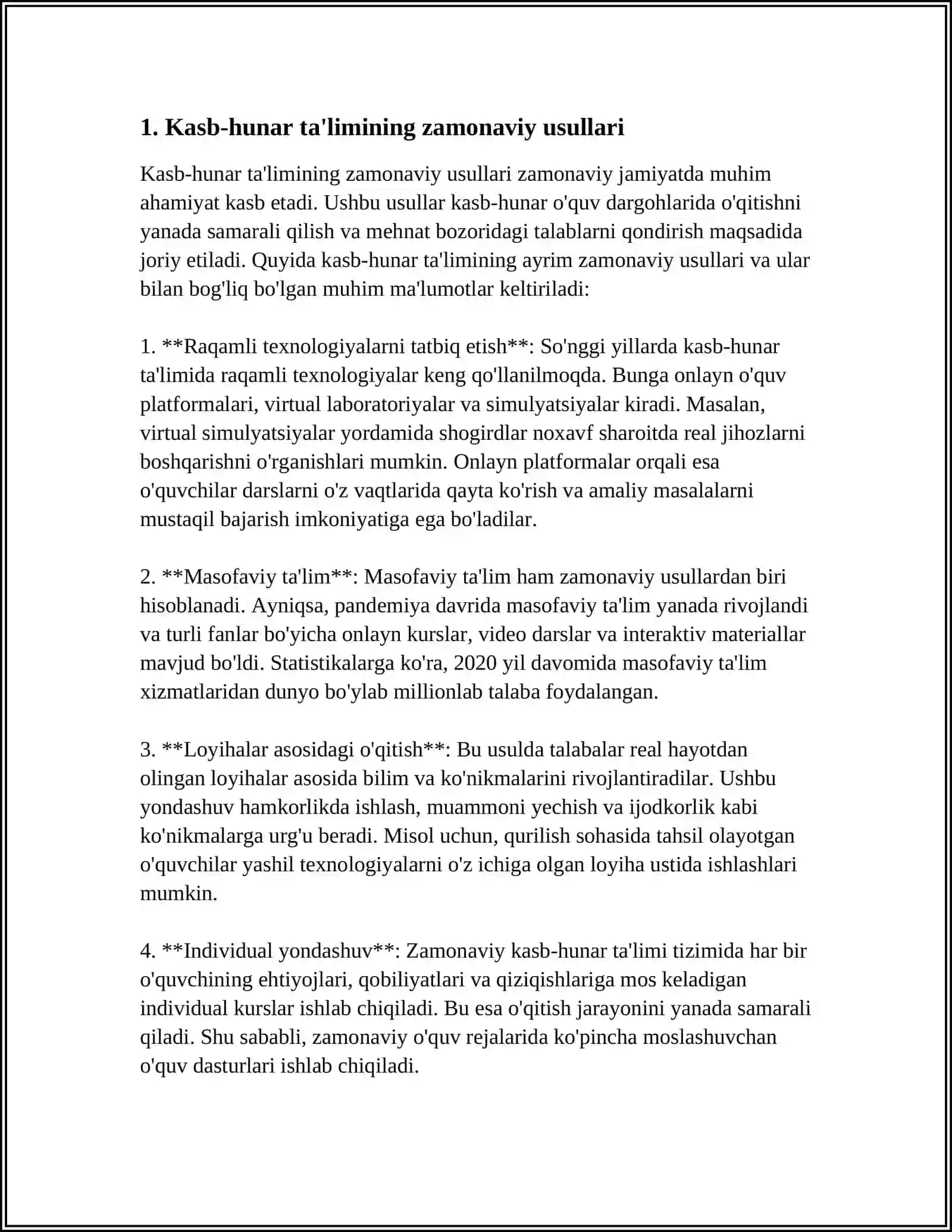 KASB-HUNARGA YO`NALTIRISH BO‘YICHA TA’LIM MUASSASASI JAMOASINING FAOLIYATI 4