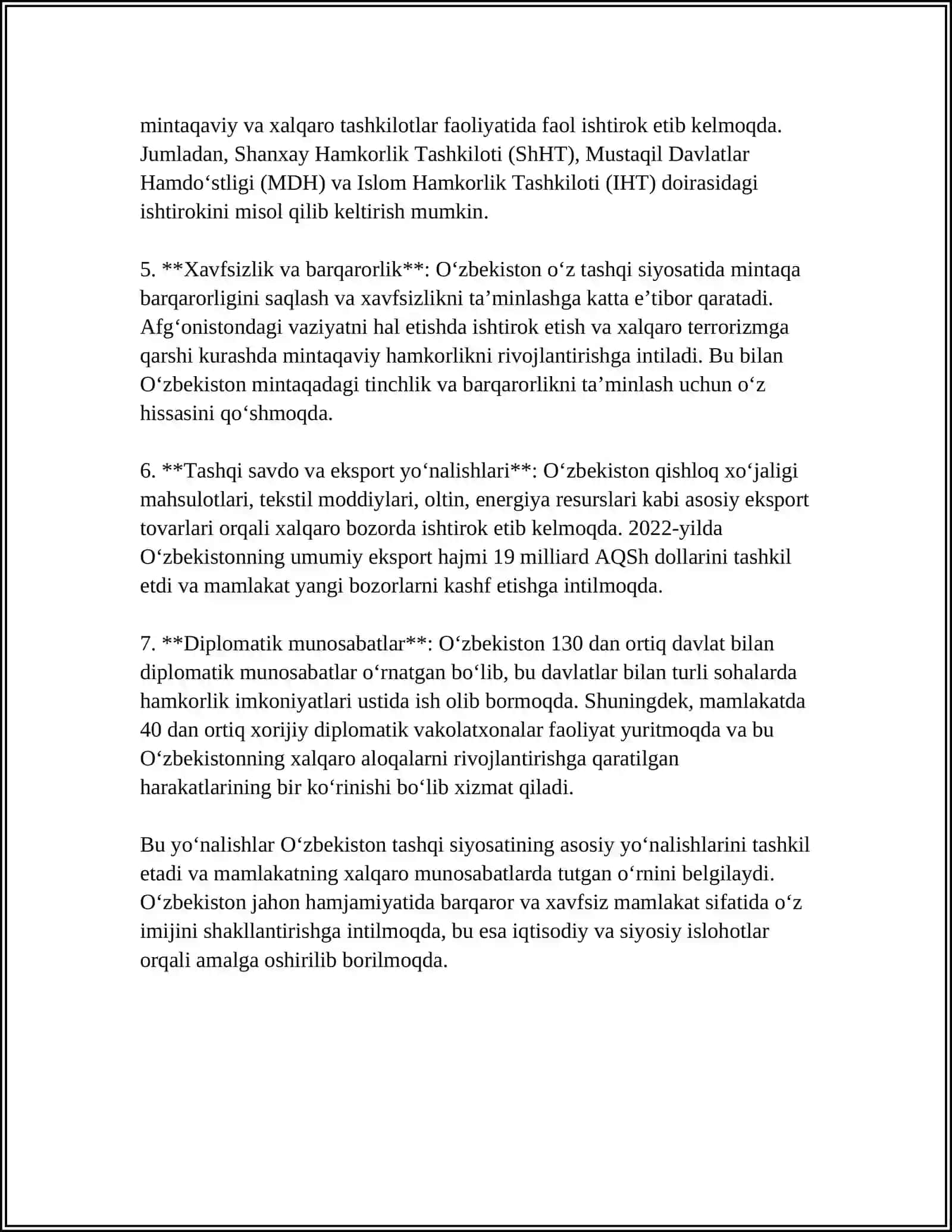 O‘zbekiston va jahon hamjamiyati 4