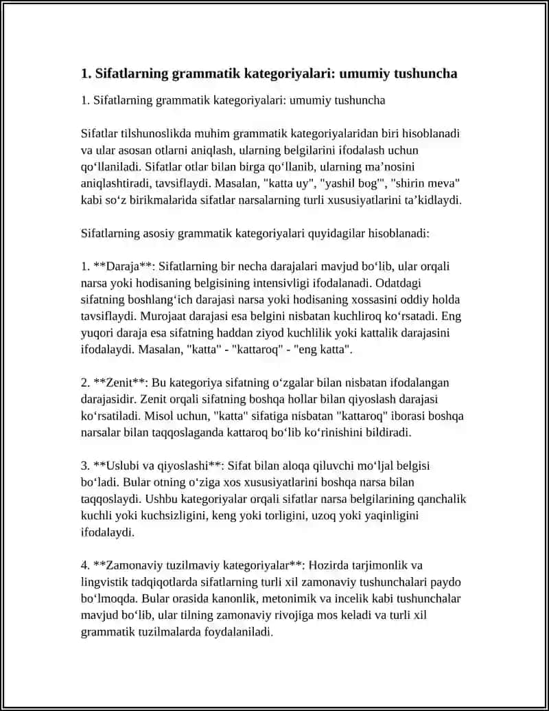 SIFATLARNING GRAMMATIK KATEGORIYALARI 4