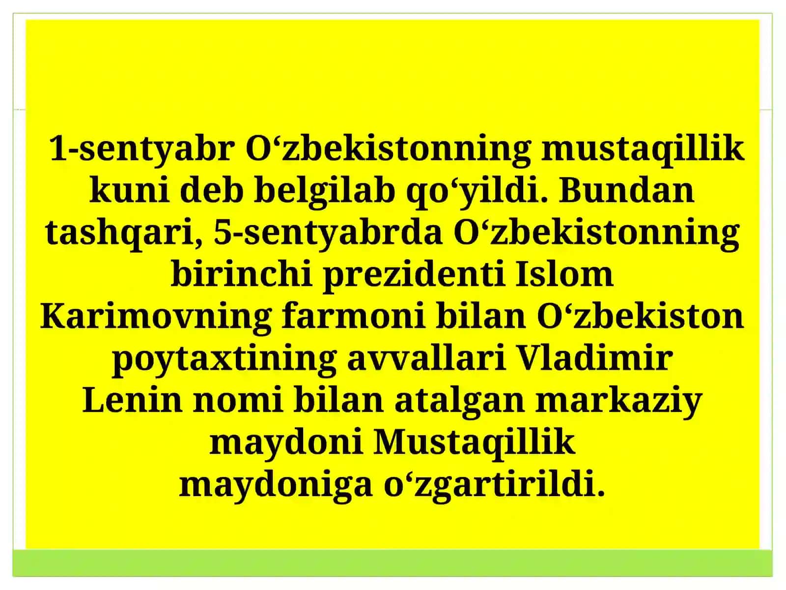 O’zbekiston Respublikasi Mustaqilligining e’lon qilinishi 4