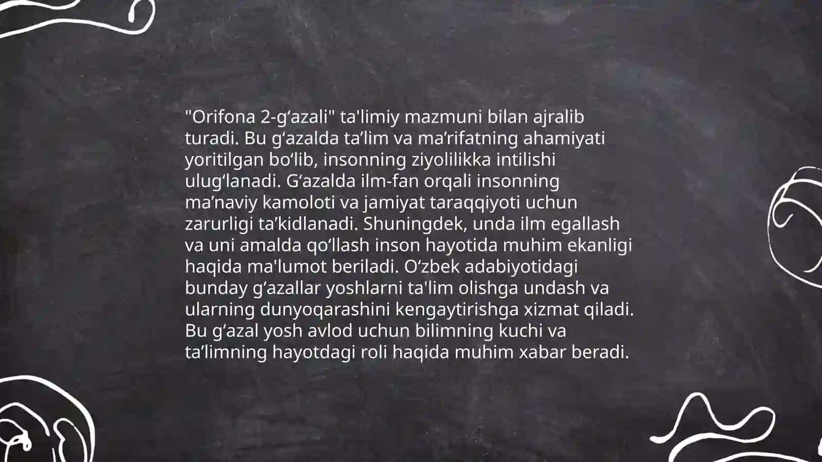 Orifona ĝazallar sharhi 4
