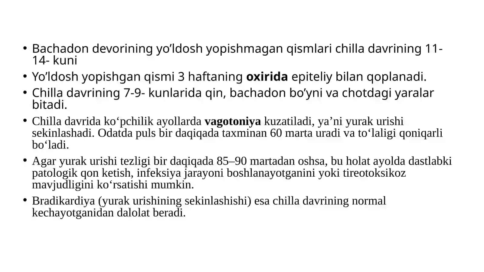 Fiziologik chilla davri mustaqil ish 4