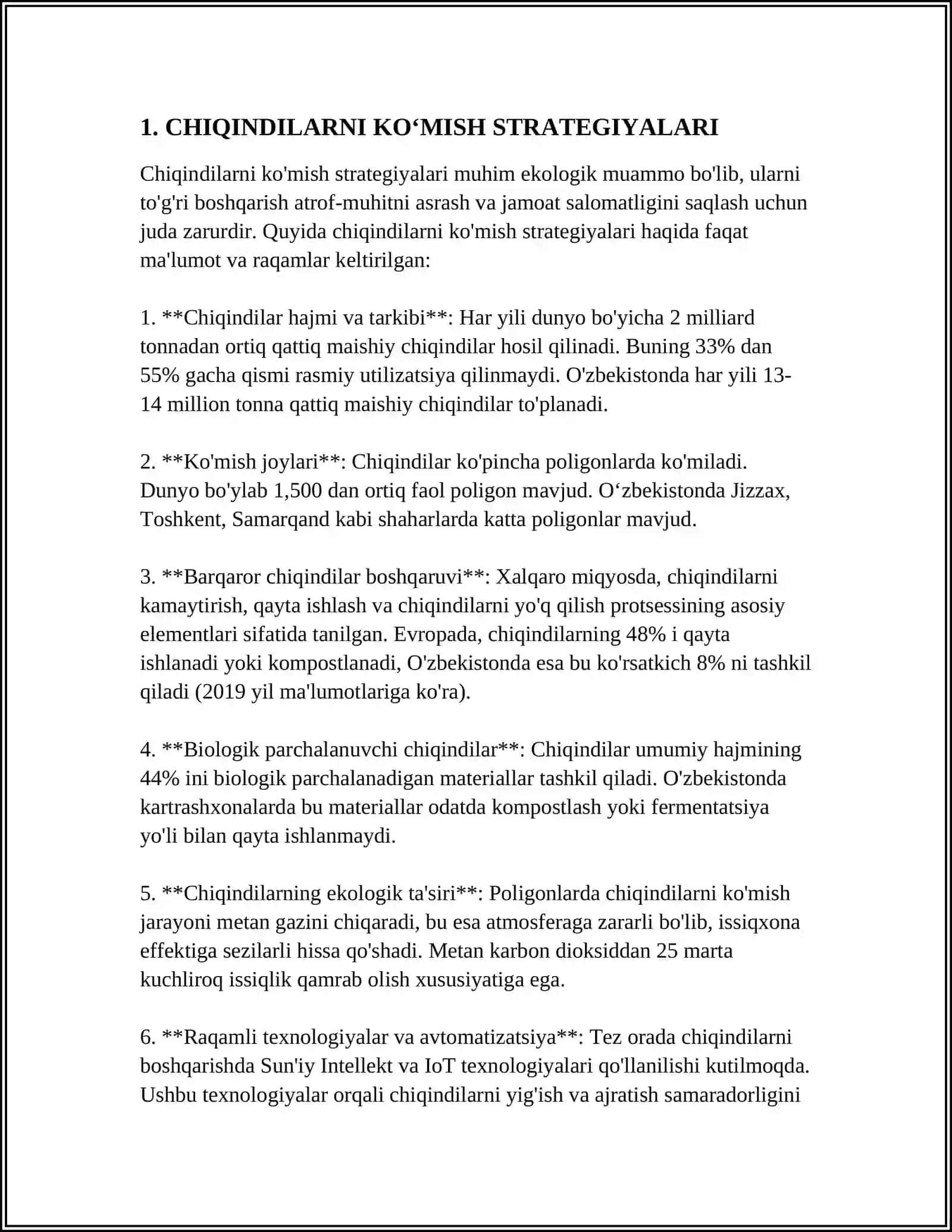 CHIQINDILARNI KOʻMISH VA UTILIZATSIYA QILISH DAVLAT KADASTRI 4