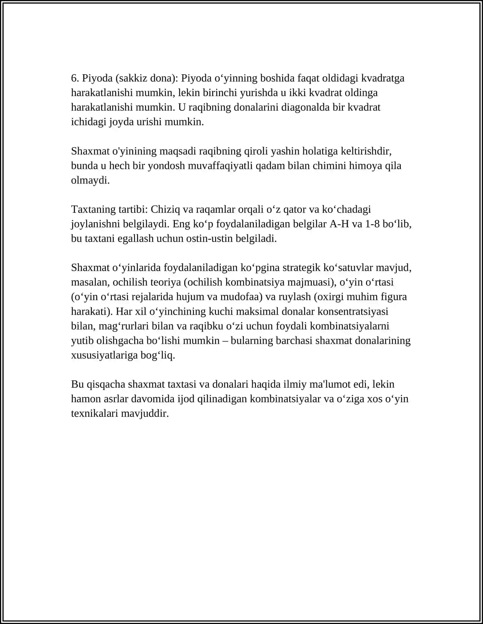 REFERAT Mavzu: SHAXMAT 4