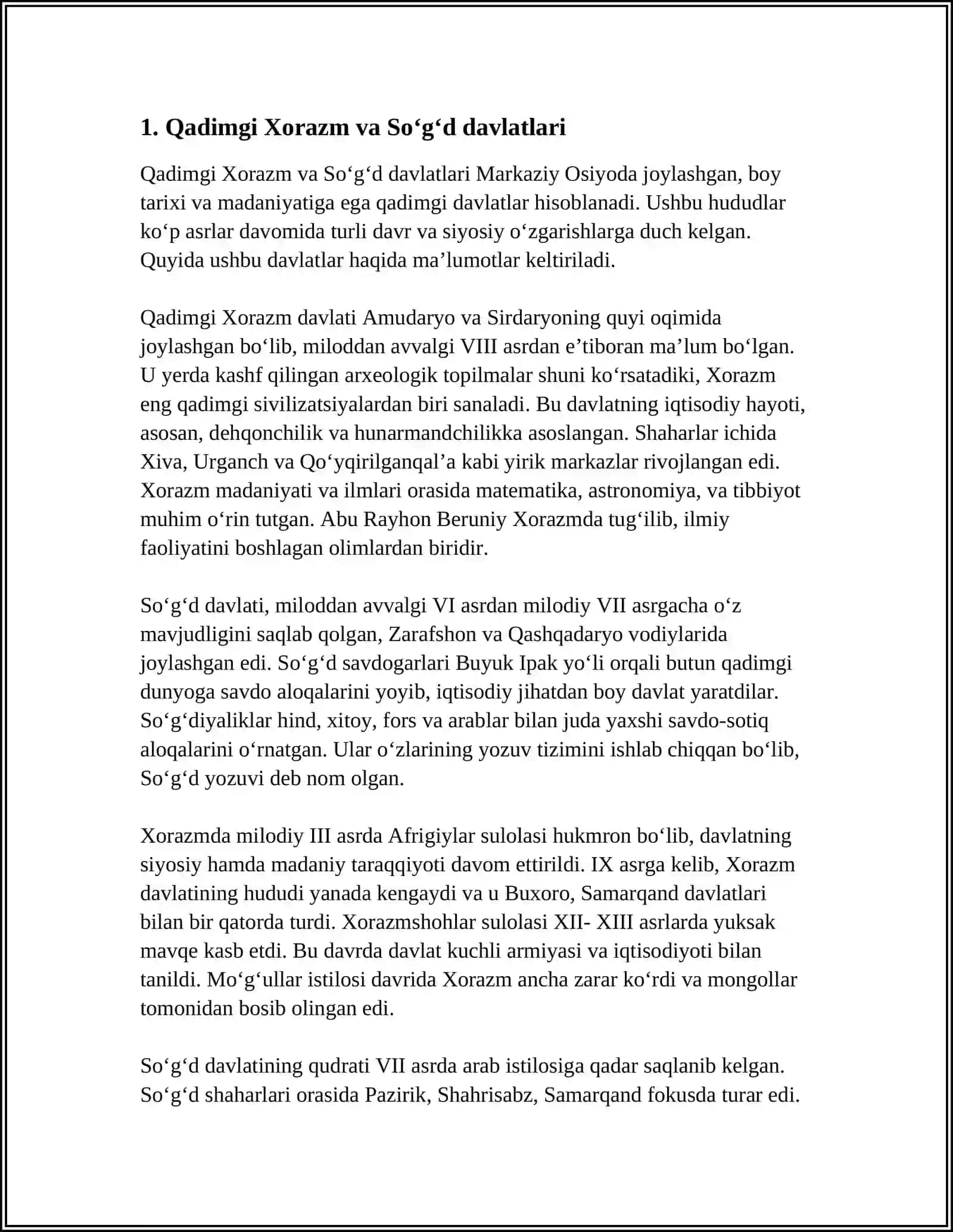 Qadimgi Xorazm va Soʻgʻd davlatlari 4
