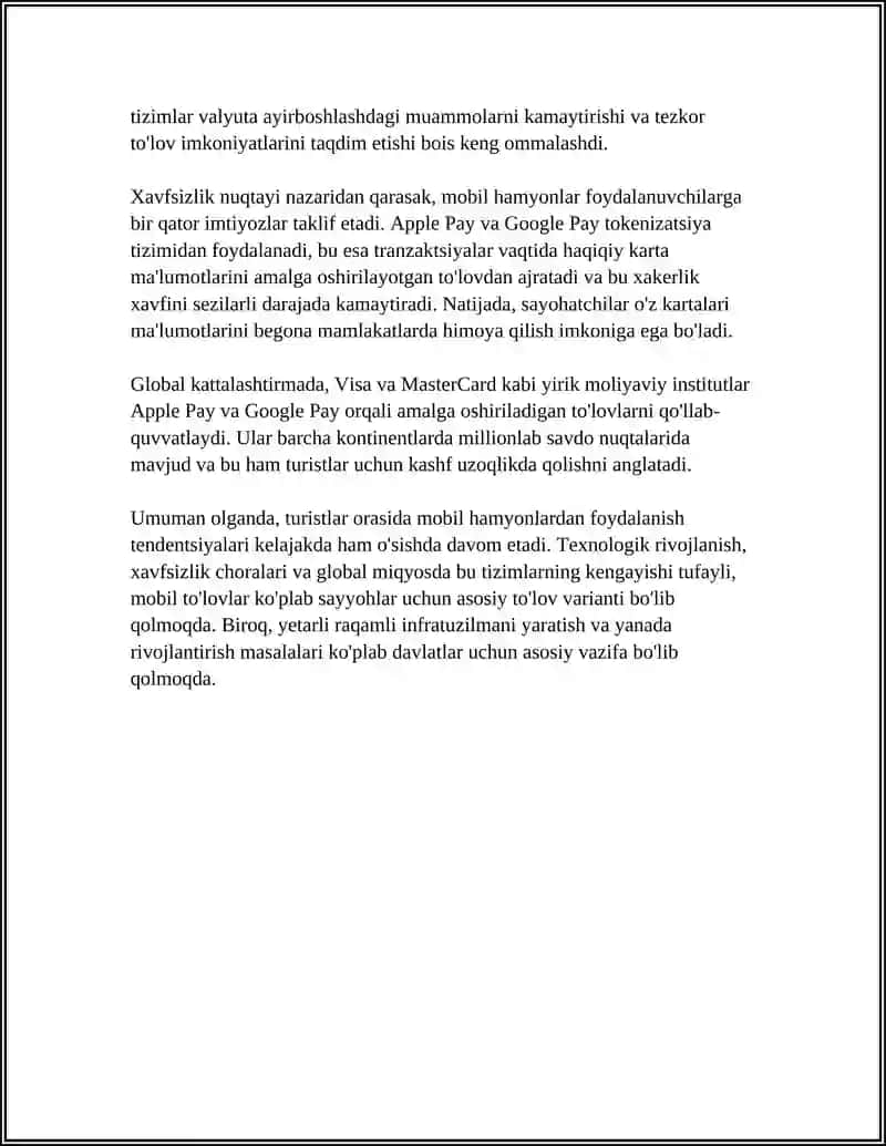 TURISTLARNING RAQAMLI TO'LOV TIZIMLARIDAN FOYDALANISHI 4