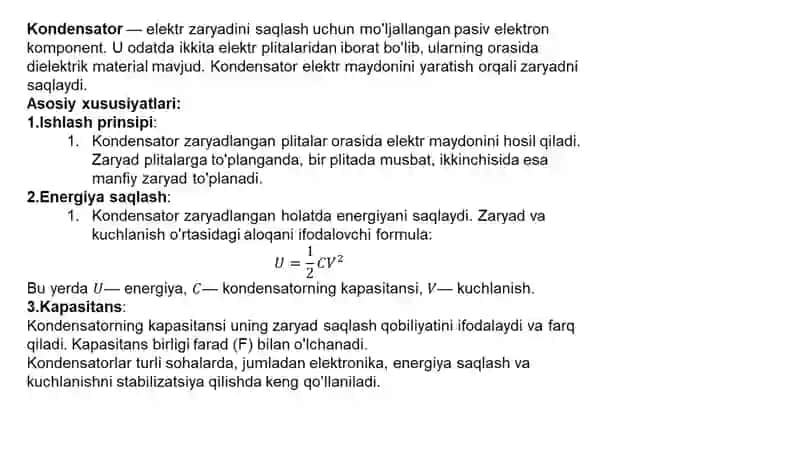 Kondensator va uning turlari 4