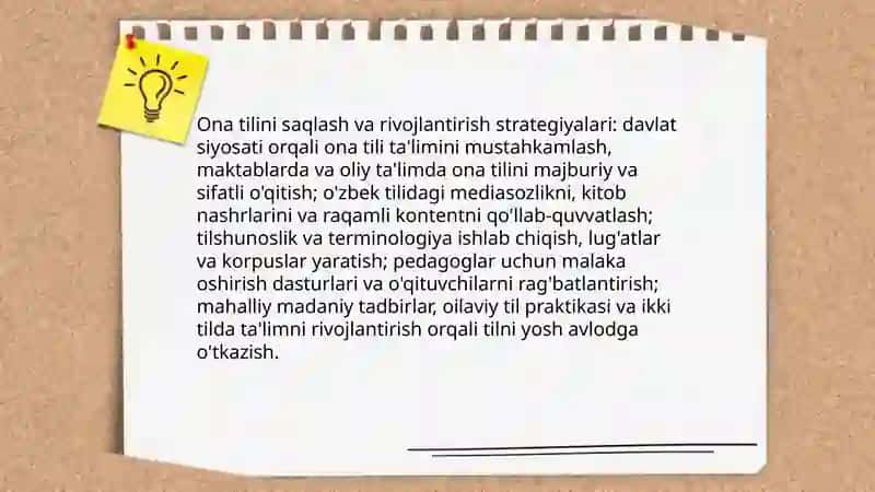 Ona tilini saqlash va rivojlantirish strategiyalari 4