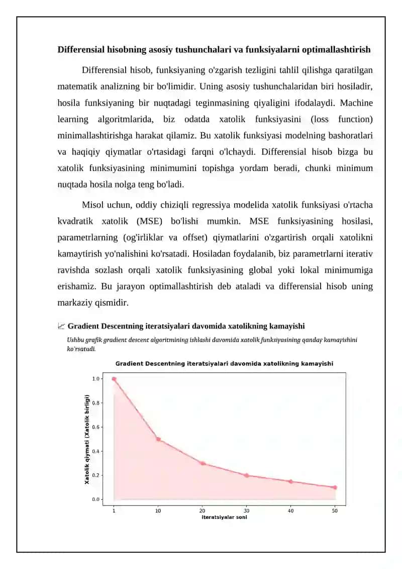 Mashinali oqitish algoritmlarida differensial hisob tadbiqlari 4