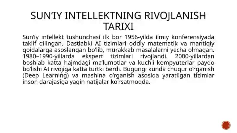 Sun’iy intellekt (AI) va Mashina o‘rganish 4