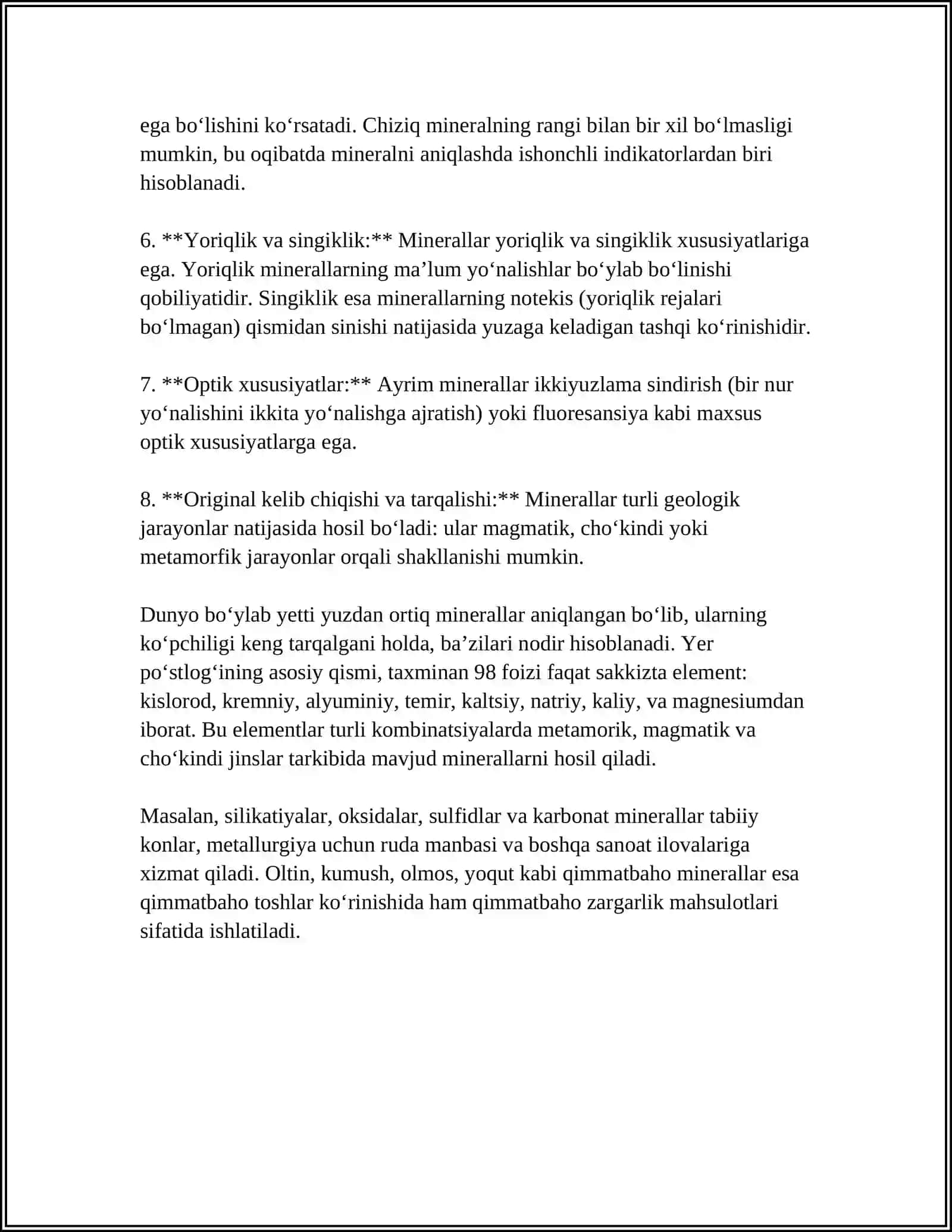 MINERALAR XAQIDA MALUMOT 4