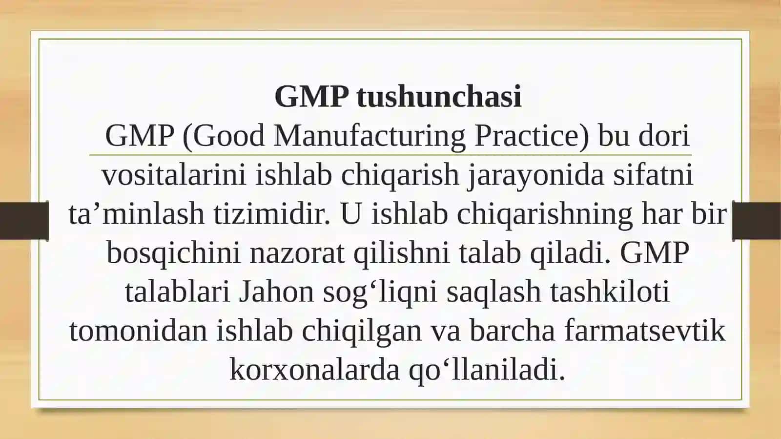 Tabletka dori vositasi uchun GMP talablari 4