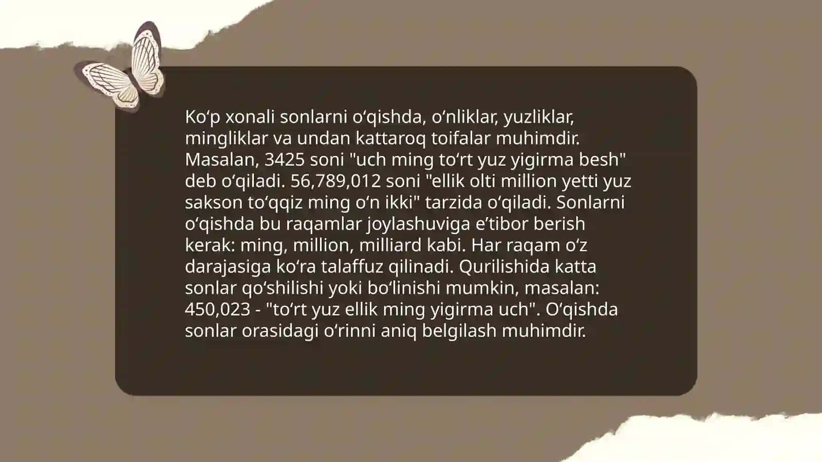 1-sinf Matematika "Koʻpxonaliklar" 4